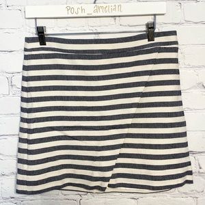 J. Crew Factory navy and white striped envelope skirt